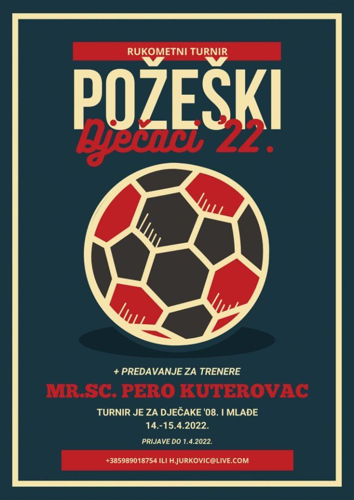 Rukometni turnir “Požeški dječaci 22” održat će se 14. i 15. 04. 2022. u SD Tomislav Pirc