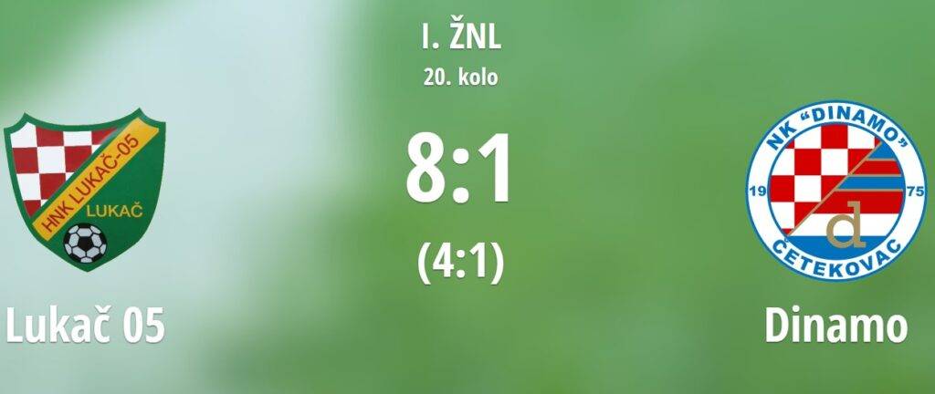 1. ŽNL VPŽ Lukač 05 rasturio Dinamo Četekovac