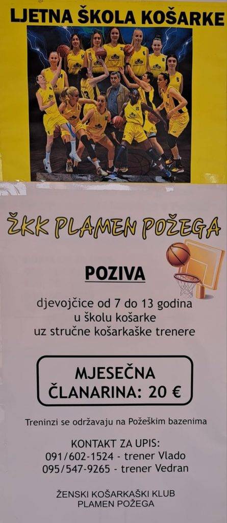 Ljetna škola košarke ŽKK Plamen Požega održava se na Gradskim bazenima