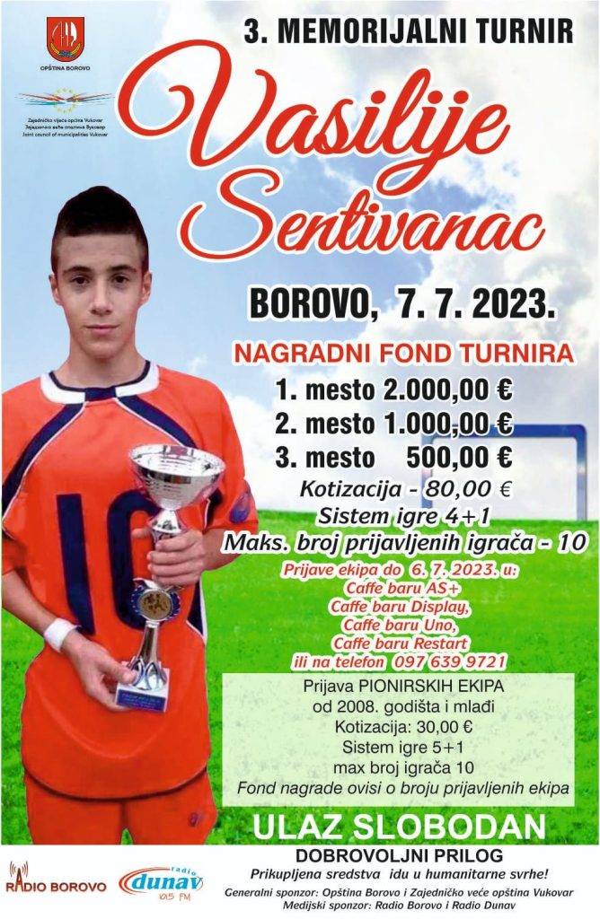 Najavljujemo još jedan memorijalni turnir za prekrasnog mladića Vasilija Sentivanca