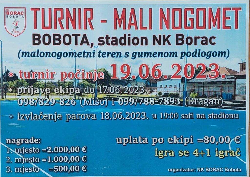 Bogata nagrada na malonogometnom turniru u Boboti kojim se otvara novi teren