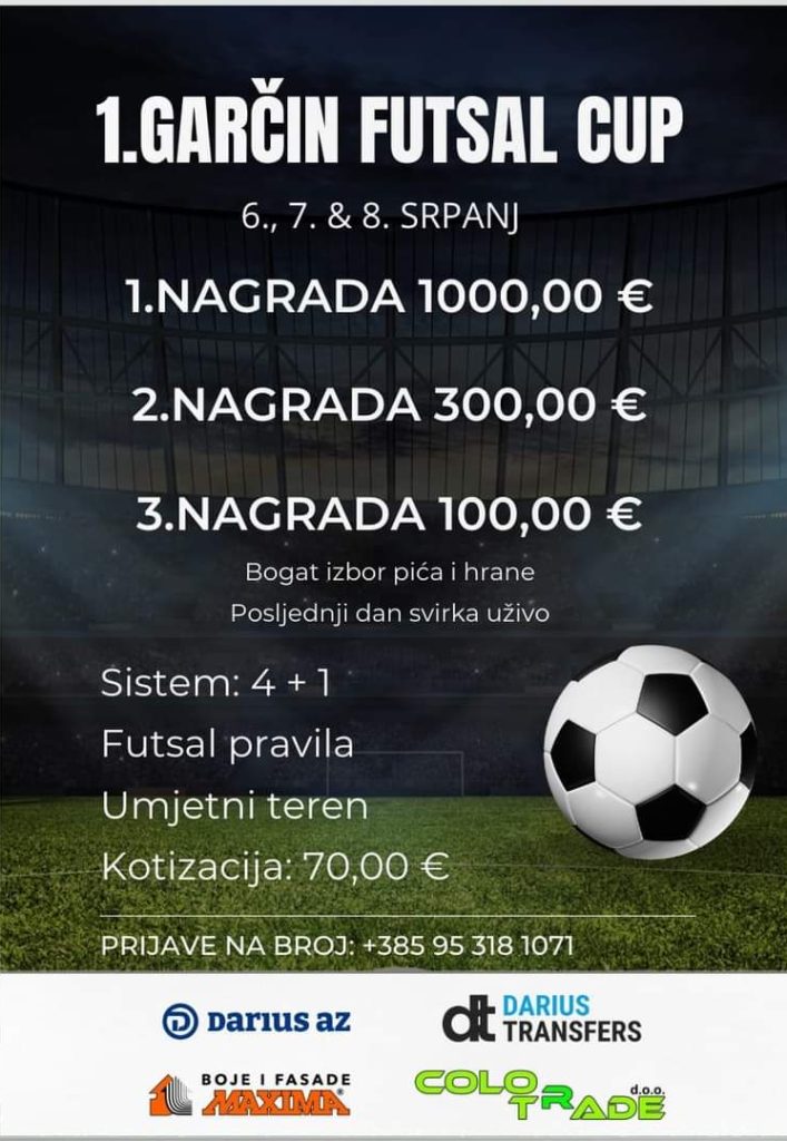 Primamljive nagrade na Prvom izdanju Garčin futsal kupa