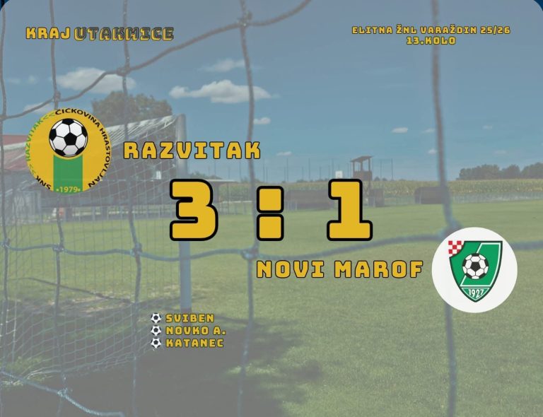 13. kolo Elitne ŽNL Varaždin:Prekinut niz pobjeda Novog Marofa